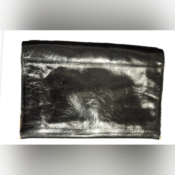 Black Envelope Clutch with Gold piping and Removable Straps. - Picture 4 of 4